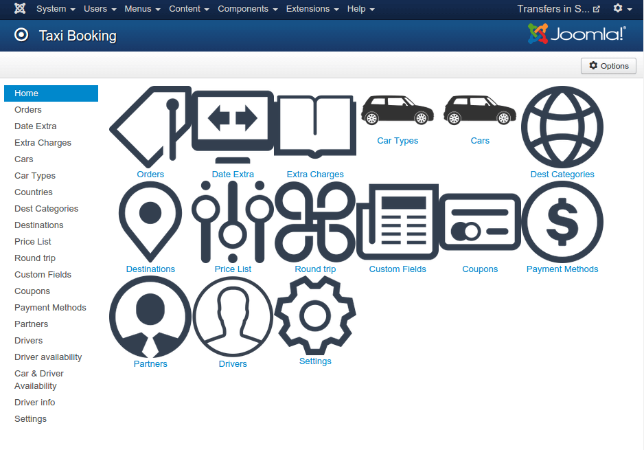 Transfer on-line booking website